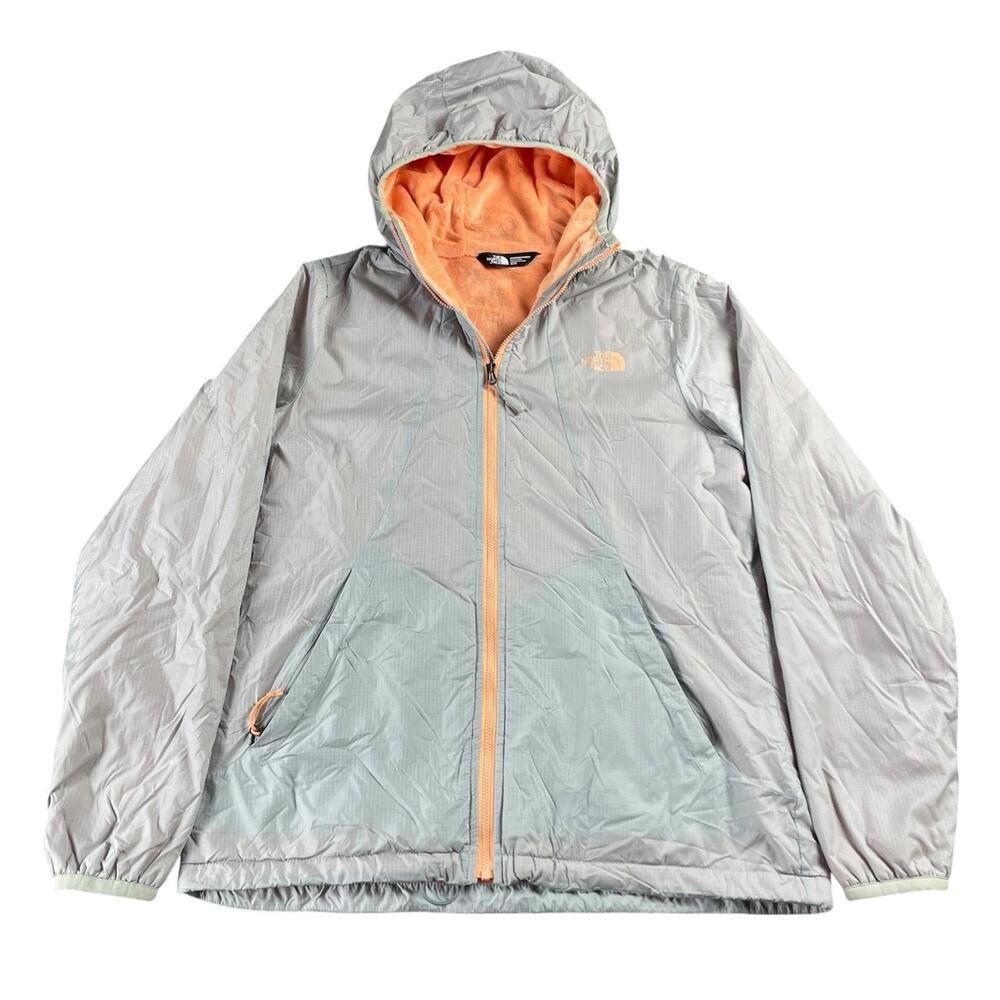 The North Face Pitaya Gray Softshell Fleece Lined Jacket Womens M Peach Full Zip